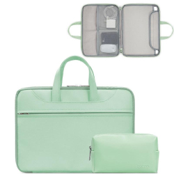 Sacoche Ordinateur Portable Imperméable Ouverture 180° Compartiment Doublé Suédine 11 À 12 Pouces Vert Menthe