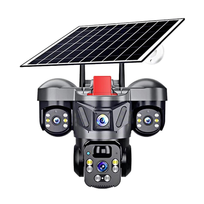 Caméra De Surveillance Solaire PTZ Panoramique Multi Objectifs 9MP Détection Humaine IA Vision Nocturne WiFi Contrôle À Dista...