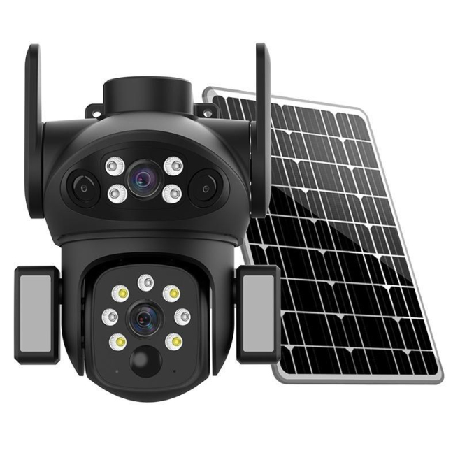 Caméra Dôme PTZ De Surveillance Panoramique Solaire 4G Multi Lentilles 2MP Avec Détection Humaine IA - www.yonis-shop.com