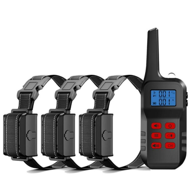 Collier Électronique De Dressage Pour Trois Chiens Anti Aboiements Automatique Son Et Vibration 99 Niveaux Étanchéité IPX6 - ...
