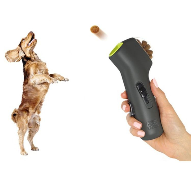 Lanceur De Friandises Pour Chien Pour Dressage À Bouton Poussoir En PP Gris 18 Cm Léger Et Pratique - www.yonis-shop.com