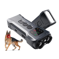Répulsif Ultrasonique Pour Chiens Anti Aboiement Rechargeable Double Tête Double Fréquence Lampe LED 2 Heures