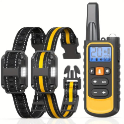 Collier Anti Aboiement Pour Chien Télécommandé Avec Vibration Et Choc 20 Niveaux Portée 3300 Pieds Étanche IP67 Autonomie 30 ...