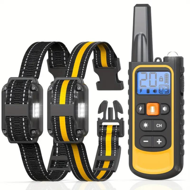 Collier Anti Aboiement Pour Chien Télécommandé Avec Vibration Et Choc 20 Niveaux Portée 3300 Pieds Étanche IP67 Autonomie 30 ...