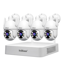 Kit De Vidéosurveillance WiFi 5 MP Avec NVR 8 Canaux Stockage 16 To Détection Humaine Vision Nocturne Couleur IP66