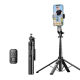 Perche À Selfie Avec Trépied À 4 Pieds Pour Smartphone Live Streaming Bluetooth 5.2 Extensible 130.5 Cm Rotation 360° - www.y...