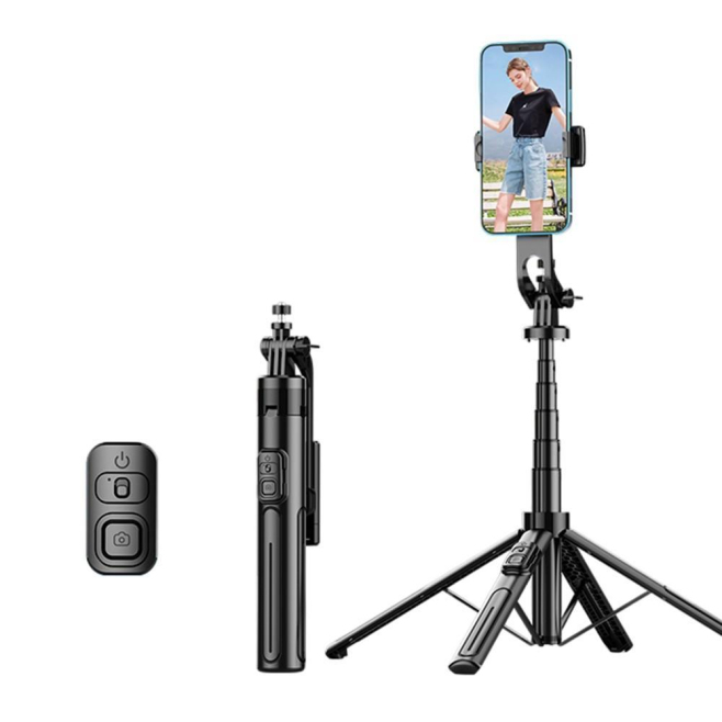 Perche À Selfie Avec Trépied À 4 Pieds Pour Smartphone Live Streaming Bluetooth 5.2 Extensible 130.5 Cm Rotation 360° - www.y...