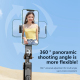 Perche À Selfie Avec Trépied À 4 Pieds Pour Smartphone Live Streaming Bluetooth 5.2 Extensible 130.5 Cm Rotation 360° - www.y...