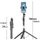 Perche Selfie Trépied Bluetooth 190 Cm Pour Streaming À Double Pince Rotation 360° Compacte 34 Cm - www.yonis-shop.com