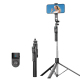 Trépied Perche À Selfie Pour Streaming Et Vlog Extensible À 190 Cm Bluetooth Rotation 360° Compatible Smartphones 6 Pouces