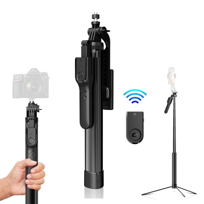 Perche Selfie Trépied Smartphone Pour Live Streaming Avec Télécommande Bluetooth Détachable Rotation À 360 Degrés - www.yonis...