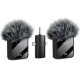 Microphone Cravate Sans Fil Double Pour Interview Vlog Et Podcast Réduction De Bruit Récepteur 3 En 1 Autonomie 12 Heures - w...