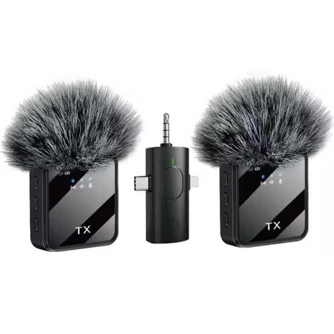 Microphone Cravate Sans Fil Double Pour Interview Vlog Et Podcast Réduction De Bruit Récepteur 3 En 1 Autonomie 12 Heures - w...