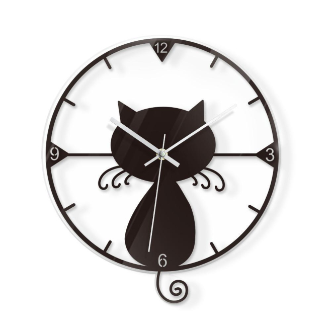 Horloge Murale En Acrylique Transparente Noire Silencieuse Avec Effet De Mouvement Pour Décoration Intérieure 29x26 cm - www....