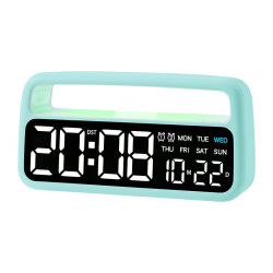 Réveil LED De Chevet Avec Lumière D’Ambiance Écran Digital Double Alarme Calendrier Et Luminosité Automatique Réglable