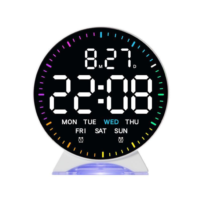 Réveil Électronique LED De Chevet Avec Double Alarme Éclairage Ambiant Et Affichage Heure Date Jour Et Secondes - www.yonis-s...