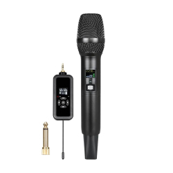 Microphone Sans Fil Pour Chant Et Diffusion En Direct Portée 30 M Autonomie 8 H Compatible Jacks 3.5 Et 6.35 Mm