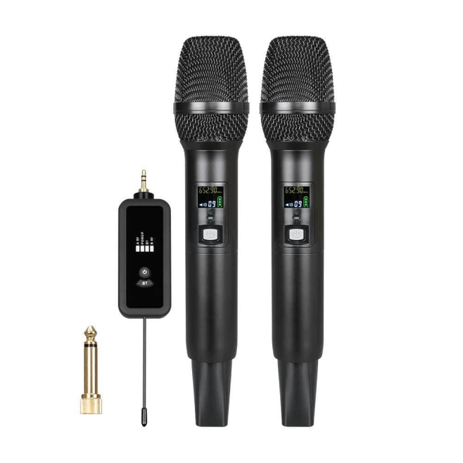 Microphone Sans Fil Bluetooth 5.0 Avec Récepteur Pour Chant Portée 30 m Autonomie 8 h Compatible 3.5/6.35 mm - www.yonis-shop...
