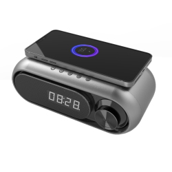 Enceinte Bluetooth De Bureau Avec Horloge LED Charge Sans Fil 15 W Son 5 W Radio FM Et Entrée AUX