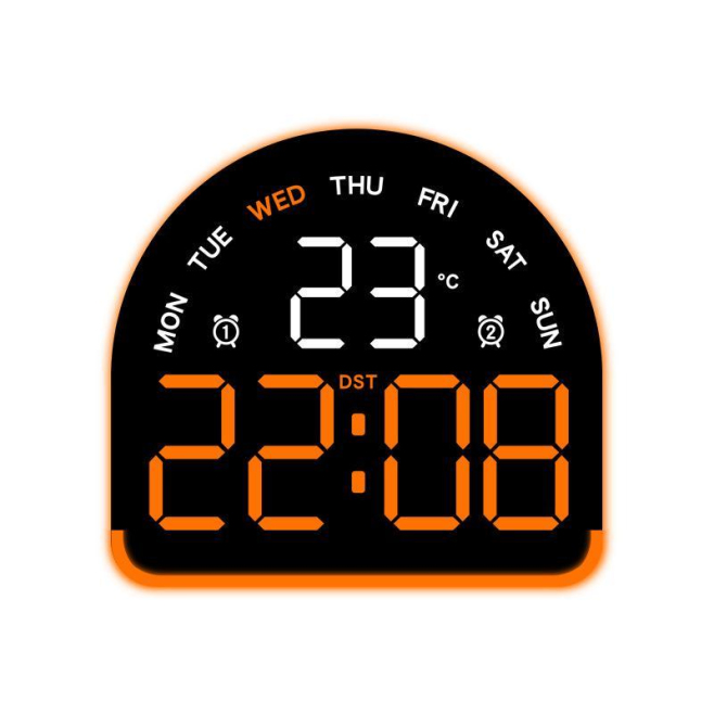Réveil Électronique LED De Table Avec Éclairage Ambiant Orange Affichage Heure Température Date Et Jour - www.yonis-shop.com