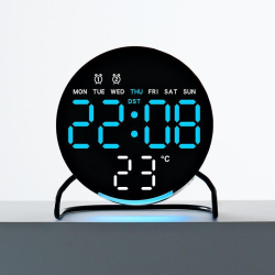 Réveil Numérique LED Avec Veilleuse Tactile Luminosité Automatique Affichage Date Température Et Minuterie 24H