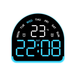 Réveil Électronique LED De Table Avec Lumière Ambiante Affichage Heure Température Date Et Jour Luminosité Réglable