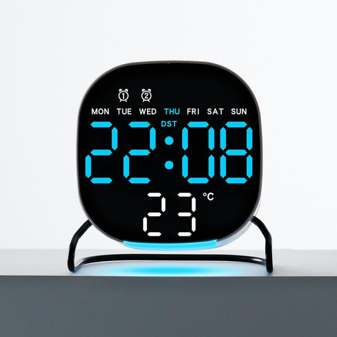 Réveil Numérique LED Multifonction Avec Veilleuse Bleue Luminosité Automatique Et Affichage Température Fahrenheit Celsius - ...