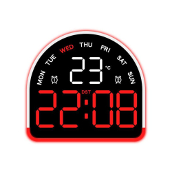 Réveil Numérique LED Multifonction Avec Éclairage D’Ambiance Réglable Affichage Température Date Jour Alimentation 5V Ou 3 Piles AAA