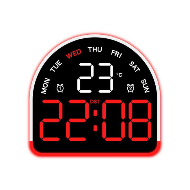 Réveil Numérique LED Multifonction Avec Éclairage D’Ambiance Réglable Affichage Température Date Jour Alimentation 5V Ou 3 Pi...