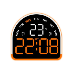 Réveil De Table Électronique LED Multifonction Avec Éclairage Ambiant Orange Affichage Heure Température Date Et Jour