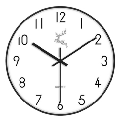 Horloge Murale Silencieuse Quartz Pour Maison Et Bureau Avec Pose Sans Perçage Cadre Résistant 30 cm Décor Cerf