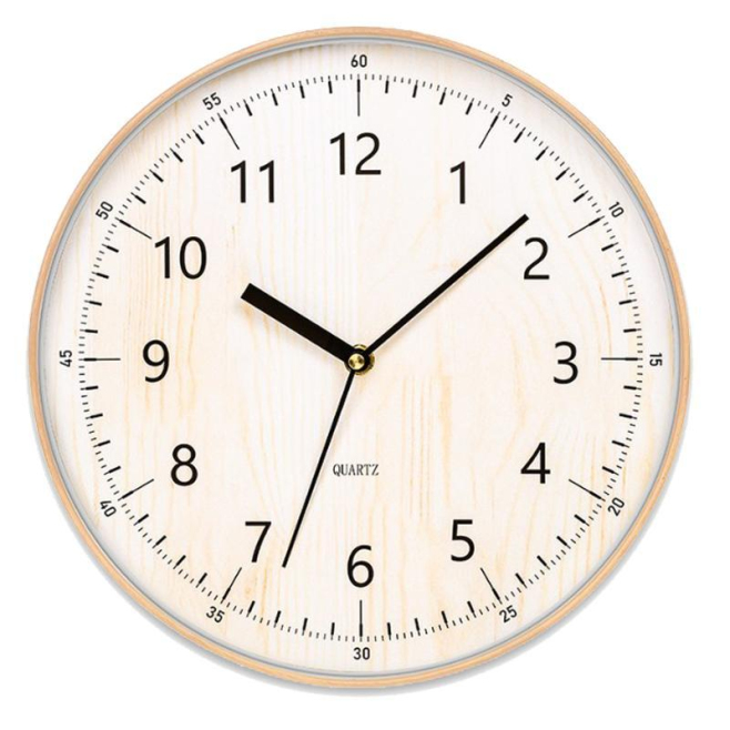 Horloge Murale Quartz Silencieuse 30 Cm Pour Maison Et Bureau Bois Grainé À Bord Doré Pose À Crochet Sans Trace - www.yonis-s...