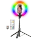 Perche À Selfie Avec Anneau Lumineux RGB 10 Pouces Support Téléphone Rotatif Portable