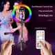 Perche À Selfie Avec Anneau Lumineux RGB 10 Pouces Support Téléphone Rotatif Portable - www.yonis-shop.com