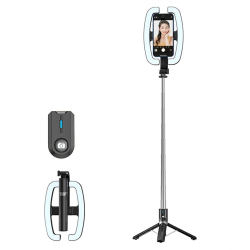 Trépied Téléphone Avec Anneau Lumineux Pour Live Streaming Rotation À 360 Degrés 9 Intensités Télécommande Bluetooth Recharge...