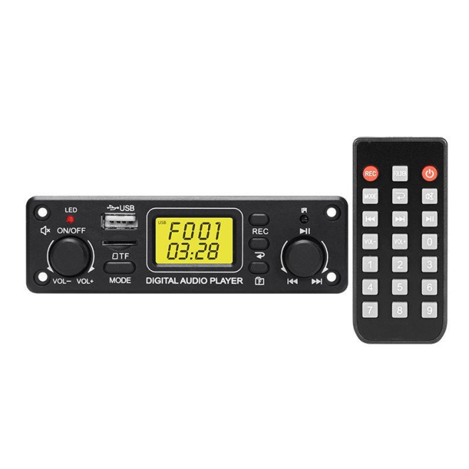 Module Autoradio MP3 Bluetooth Avec USB FM Entrée Ligne Carte TF 128 Go Et Enregistrement Stéréo H1 LCD 128x64 - www.yonis-sh...
