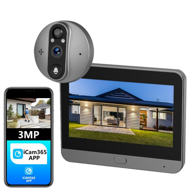Sonnette Vidéo Sans Fil Avec Écran 4,3 Pouces Vision Nocturne WiFi 3 MP Et Détection PIR - www.yonis-shop.com
