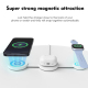 Chargeur Sans Fil Magnétique 3 En 1 Pliable 15 W Pour Smartphone Écouteurs Et Montre Avec Charge Simultanée Et Utilisation Av...