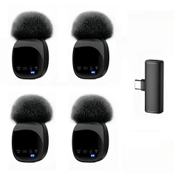 Système De Microphones Cravate Sans Fil UHF Avec 4 Micros Réduction Du Bruit Pour iPhone Et Android