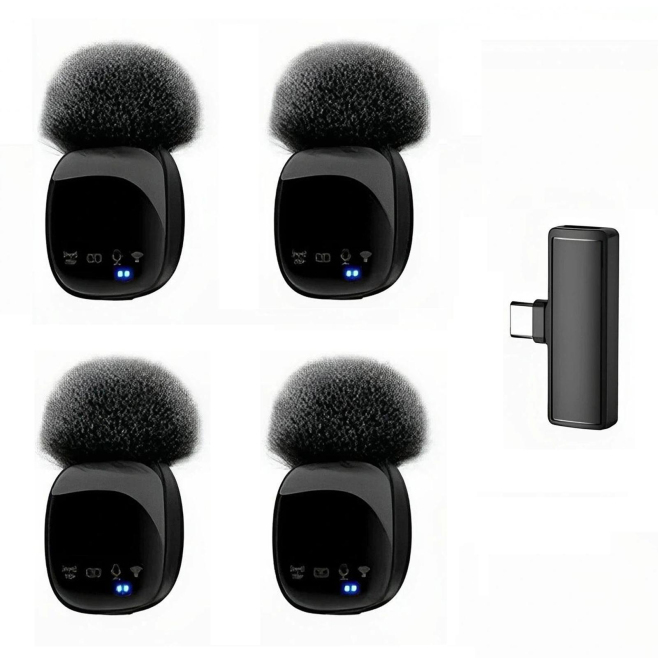 Système De Microphones Cravate Sans Fil UHF Avec 4 Micros Réduction Du Bruit Pour iPhone Et Android - www.yonis-shop.com
