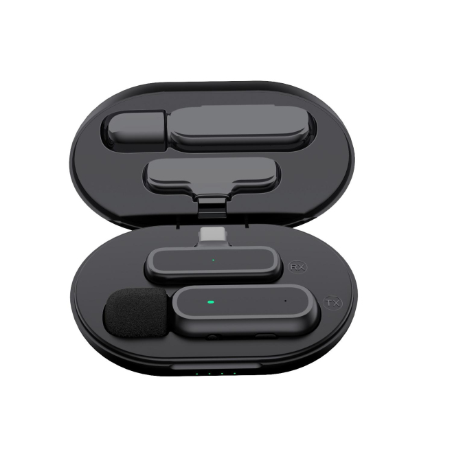 Microphone Lavalier Sans Fil Pour Vidéo Avec Réduction Active Du Bruit Boîtier De Charge Transmission Stable Jusqu’à 20 M - w...