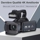 Caméscope Numérique Portable 4K 64 MP Avec Zoom Numérique 18x Écran Tactile 4 Pouces Et WiFi - www.yonis-shop.com