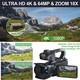 Caméscope Numérique Portable 4K 64 MP Avec Zoom Numérique 18x Écran Tactile 4 Pouces Et WiFi - www.yonis-shop.com
