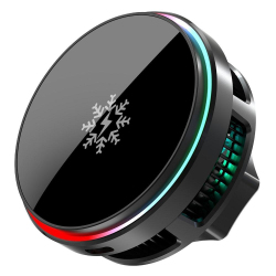 Support De Téléphone Voiture Magnétique Avec Chargeur Sans Fil 15W Et Refroidissement Actif RGB Qi