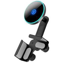 Support Téléphone Voiture Magnétique Avec Charge Sans Fil 15W Aimants N52 Base Métallique Résistante À La Chaleur Angle Réglable