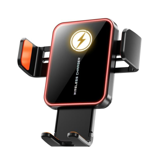Support De Téléphone Pour Grille D’Aération Avec Chargeur Sans Fil 15W À Serrage Automatique Éclairage RGB Articulation Trois...