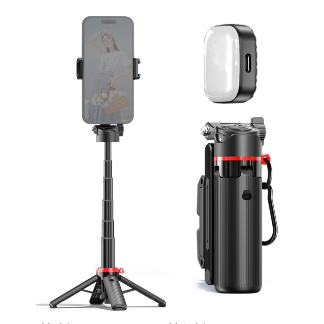 Perche À Selfie Bluetooth Avec Trépied Télescopique 410 Mm Télécommande Détachable Lumière LED Android iOS - www.yonis-shop.com