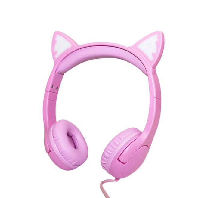 Casque Audio Enfant Filaire Avec Oreilles De Chat Lumineuses RGB Limitation 85 D B Partage Audio Jack 3 5 Mm Câble 1 2 M - ww...