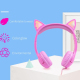 Casque Audio Enfant Filaire Avec Oreilles De Chat Lumineuses RGB Limitation 85 D B Partage Audio Jack 3 5 Mm Câble 1 2 M - ww...