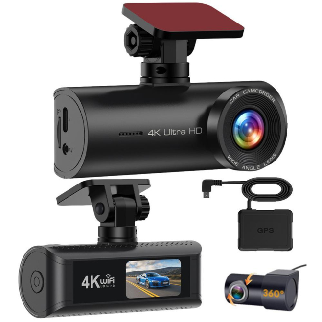 Caméra Embarquée Voiture 4K WiFi À Double Enregistrement Avant Intérieur Avec GPS Et Vision Nocturne - www.yonis-shop.com